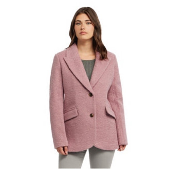 Ellen Tracy Jackets & Blazers - ELLEN TRACY Blazer 2-Button Coat Jacket Pink Flat Boucle Sz Small $229 MSRP NWT